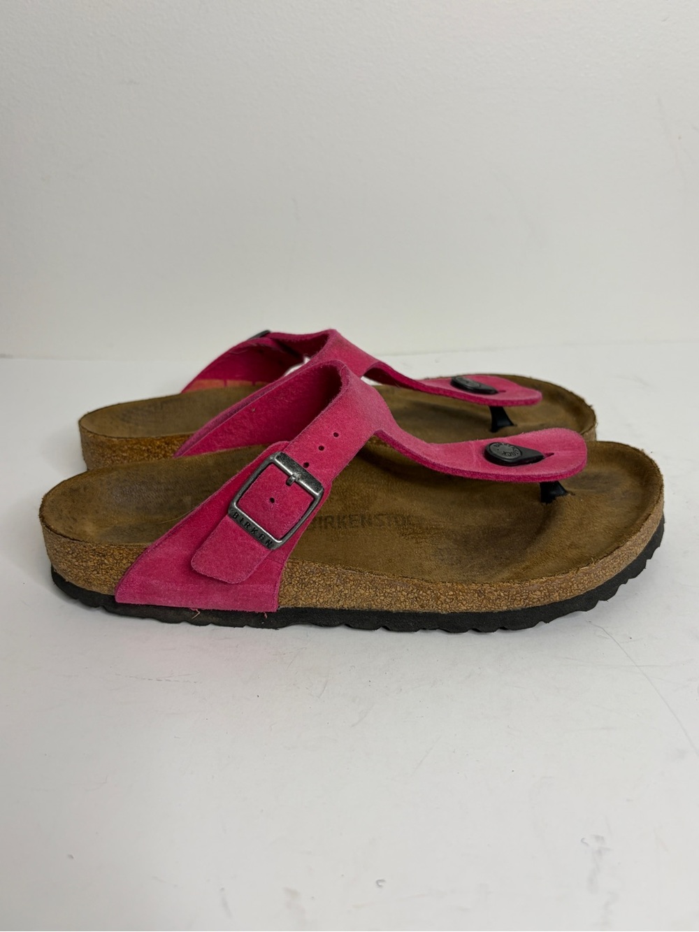 Birkenstock Sandals Womens 38 US 7 Pink Gizeh Thong Vegan Faux Leather Shoes